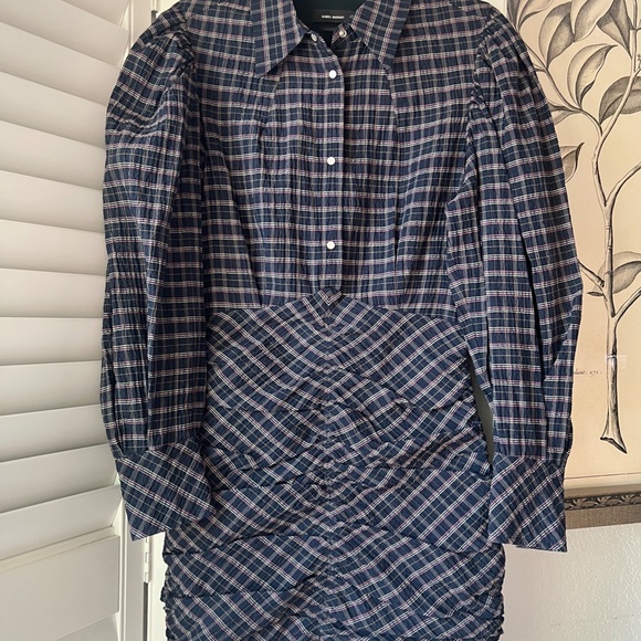 ISABEL MARANT FILANUA PUFF-SLEEVE PLAID MINI DRESS - Size 38/US 6 - Picture 5 of 13